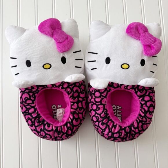 Hello Kitty Embroidered 3D Velour Slippers for Women - Size 9-10 - Picture 1 of 2